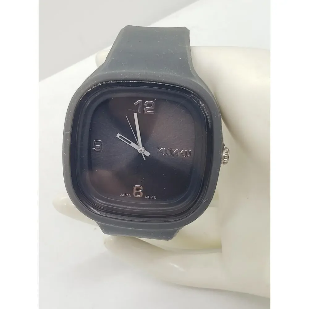 Kuikku Tokyo Watch Black Silicone Band Square Dial Japan Movement Quartz Works